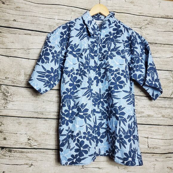 columbia 1/4 zip Floral Short Sleeve Size XL - Picture 1 of 6
